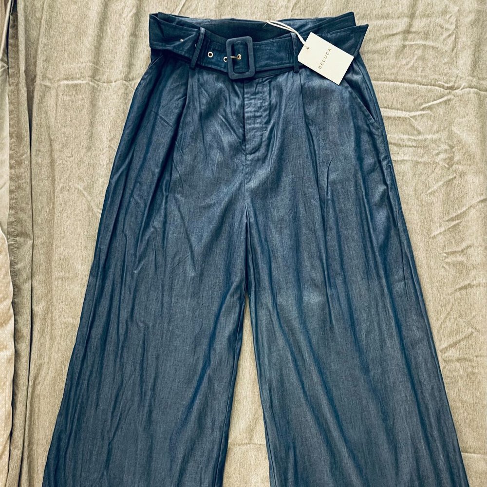 Cotton/Polyester Jean Style trouser M-Wide Leg-High Waist